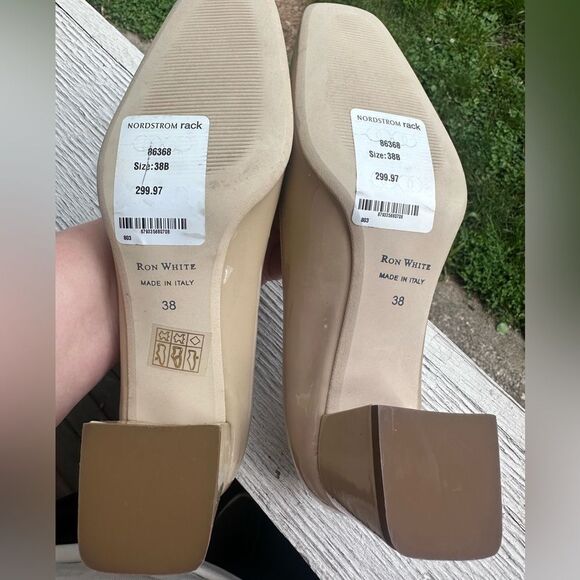 Ron White Lizbeth Square Toe Patent Leather Block Heel Nude Size EU 38 / US 7.5 - Picture 11 of 11